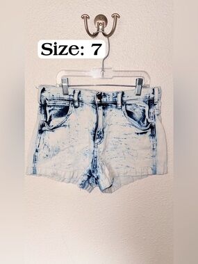 Angel Kiss Light Blue Acid Wash Denim Shorts
